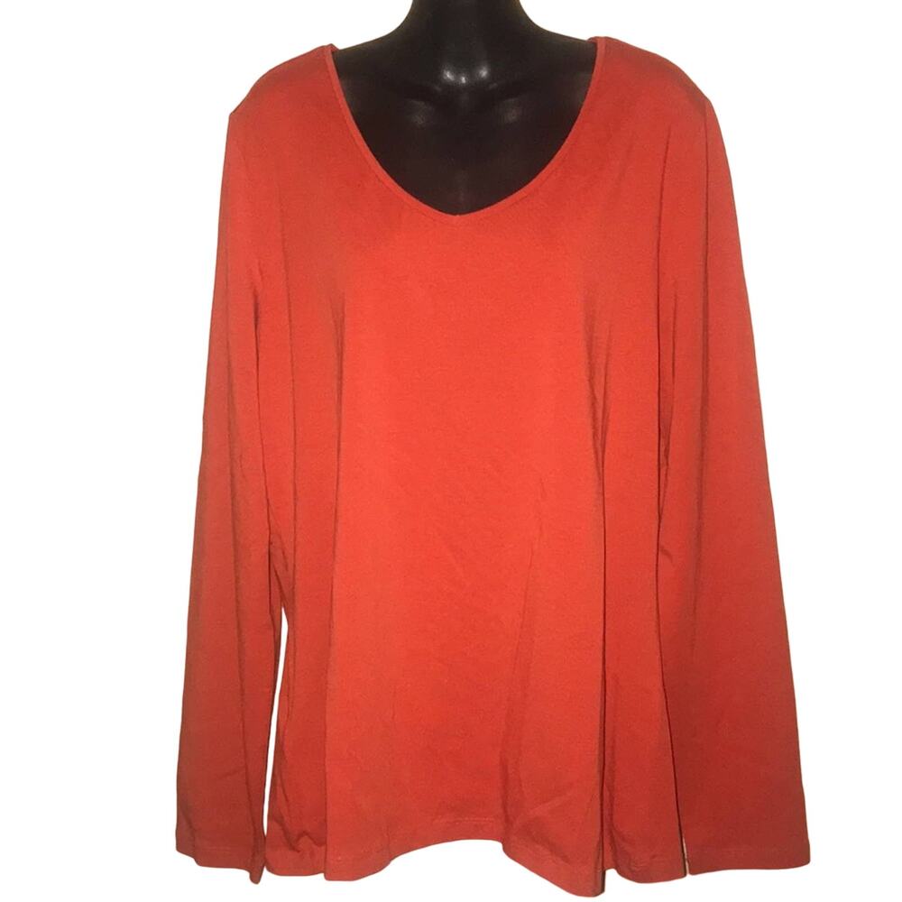 Long Tall Sally Basics Long Sleeve V-Neck Orange Size X-Small